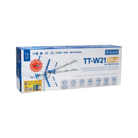 Antena TV DVB-T/T2 VHF/UHF TT W21 Gold COMBO 5G Protected Telkom Telmor Antena TV DVB-T/T2 VHF/UHF TT W21 Gold COMBO 5G Protected Telkom Telmor