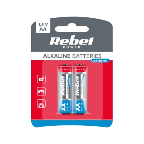 Baterie alkaliczne REBEL EXTREME LR06 2szt/bl. Baterie alkaliczne REBEL EXTREME LR06 2szt/bl.