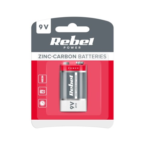 Baterie cynkowo węglowe REBEL 6F22 BLISTER Baterie cynkowo węglowe REBEL 6F22 BLISTER
