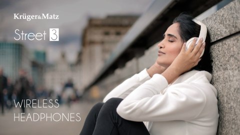 Bezprzewodowe słuchawki nauszne Kruger&Matz model Street 3 Wireless, kolor biały Bezprzewodowe słuchawki nauszne Kruger&Matz model Street 3 Wireless, kolor biały