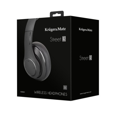 Bezprzewodowe słuchawki nauszne Kruger&Matz model Street 3 Wireless, kolor czarny Bezprzewodowe słuchawki nauszne Kruger&Matz model Street 3 Wireless, kolor czarny