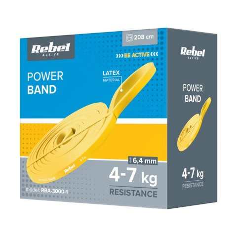 Guma do ćwiczeń lateksowa - Power Band PL-1, żółta 4-7 kg REBEL ACTIVE Guma do ćwiczeń lateksowa - Power Band PL-1, żółta 4-7 kg REBEL ACTIVE