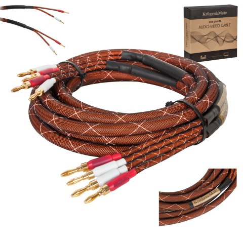 Kabel głośnikowy 5.0 m Kruger&Matz (wtyki banan) Kabel głośnikowy 5.0 m Kruger&Matz (wtyki banan)