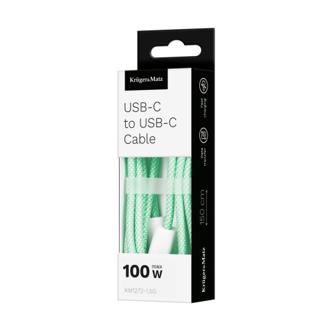 Kabel USB typu C - USB typu C 100 W 1,5 m zielony Kruger&Matz Basic Kabel USB typu C - USB typu C 100 W 1,5 m zielony Kruger&Matz Basic