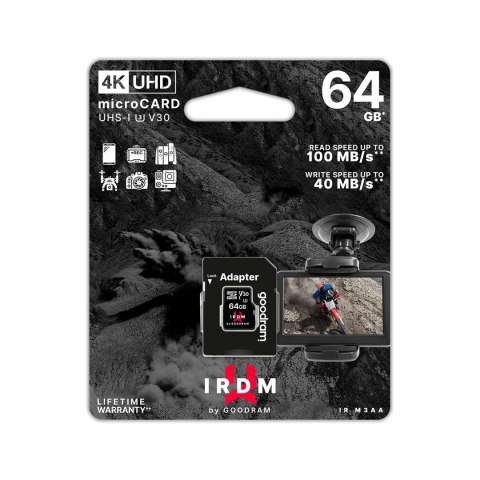 Karta pamięci microSD 64 GB UHS-I U3 Goodram z adapterem Karta pamięci microSD 64 GB UHS-I U3 Goodram z adapterem