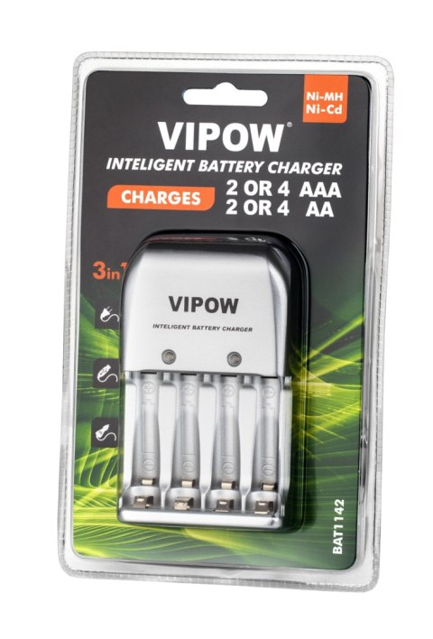 Ładowarka do akumulatorków VIPOW 3w1 PFC001 4xAA 4xAAA Ładowarka do akumulatorków VIPOW 3w1 PFC001 4xAA 4xAAA