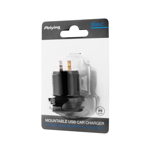 Ładowarka samochodowa 2xUSB z funkcją Quick Charge i miernikiem napięcia Ładowarka samochodowa 2xUSB z funkcją Quick Charge i miernikiem napięcia