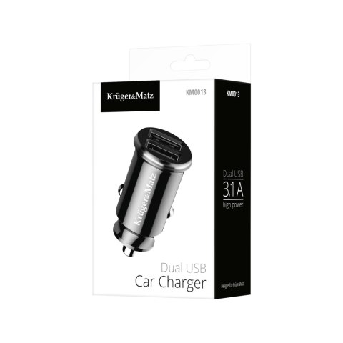 Ładowarka samochodowa Kruger&Matz dual USB 3100 mA z funkcją Quick Charge 3.0 Ładowarka samochodowa Kruger&Matz dual USB 3100 mA z funkcją Quick Charge 3.0
