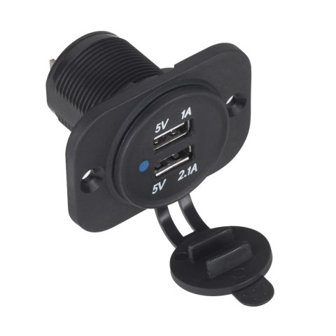Ładowarka samochodowa USB 12/24V 1A+2.1A montażowa LXG526 Ładowarka samochodowa USB 12/24V 1A+2.1A montażowa LXG526