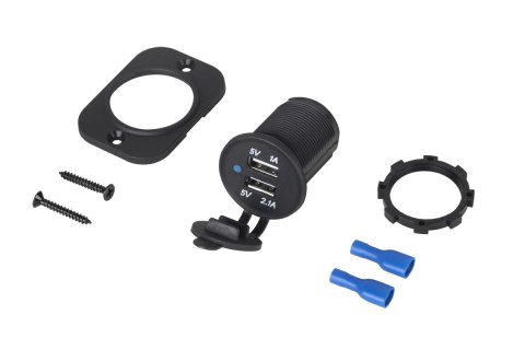 Ładowarka samochodowa USB 12/24V 1A+2.1A montażowa LXG526 Ładowarka samochodowa USB 12/24V 1A+2.1A montażowa LXG526