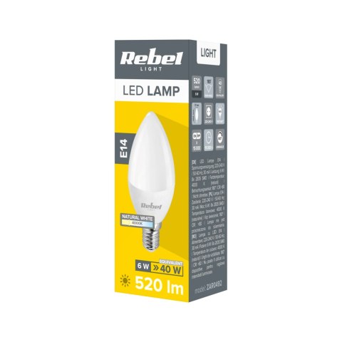 Lampa LED Rebel, świeca 6W, E14, 4000K, 230V Lampa LED Rebel, świeca 6W, E14, 4000K, 230V