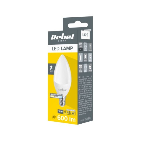 Lampa Led Rebel świeca 7W, E14,4000K, 230V Lampa Led Rebel świeca 7W, E14,4000K, 230V