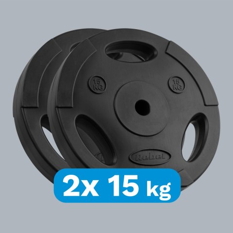 Obciążenie bitumiczne zestaw 2x15kg, otwór 31mm, talerz z uchwytami, REBEL ACTIVE Obciążenie bitumiczne zestaw 2x15kg, otwór 31mm, talerz z uchwytami, REBEL ACTIVE