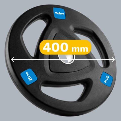 Obciążenie żeliwne olimpijskie gumowane zestaw 2x20kg, otwór 51mm , REBEL ACTIVE Obciążenie żeliwne olimpijskie gumowane zestaw 2x20kg, otwór 51mm , REBEL ACTIVE