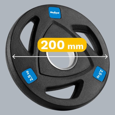Obciążenie żeliwne olimpijskie gumowane zestaw 4x2.5kg, otwór 51mm , REBEL ACTIVE Obciążenie żeliwne olimpijskie gumowane zestaw 4x2.5kg, otwór 51mm , REBEL ACTIVE