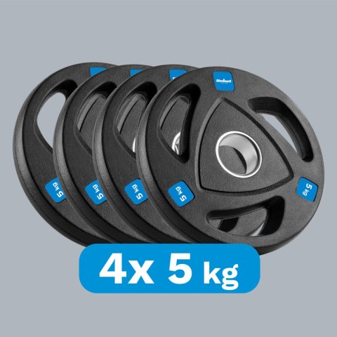 Obciążenie żeliwne olimpijskie gumowane zestaw 4x5kg, otwór 51mm , REBEL ACTIVE Obciążenie żeliwne olimpijskie gumowane zestaw 4x5kg, otwór 51mm , REBEL ACTIVE