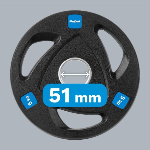 Obciążenie żeliwne olimpijskie gumowane zestaw 4x5kg, otwór 51mm , REBEL ACTIVE Obciążenie żeliwne olimpijskie gumowane zestaw 4x5kg, otwór 51mm , REBEL ACTIVE