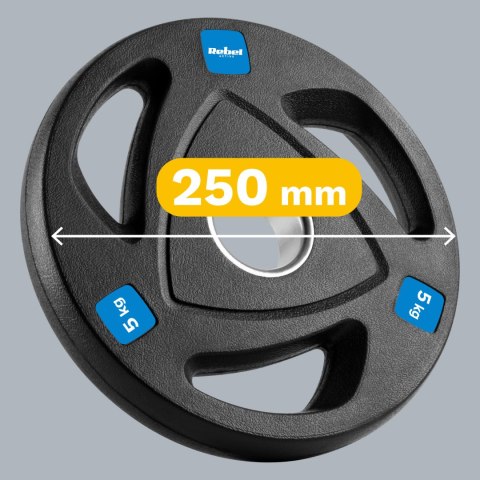 Obciążenie żeliwne olimpijskie gumowane zestaw 4x5kg, otwór 51mm , REBEL ACTIVE Obciążenie żeliwne olimpijskie gumowane zestaw 4x5kg, otwór 51mm , REBEL ACTIVE