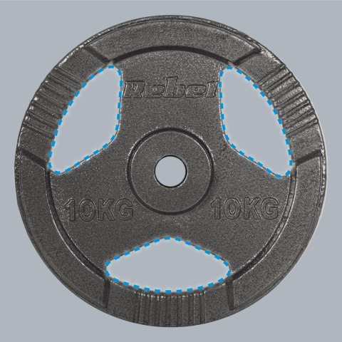 Obciążenie żeliwne zestaw 2x10kg, otwór 31mm, talerz z uchwytami, REBEL ACTIVE Obciążenie żeliwne zestaw 2x10kg, otwór 31mm, talerz z uchwytami, REBEL ACTIVE