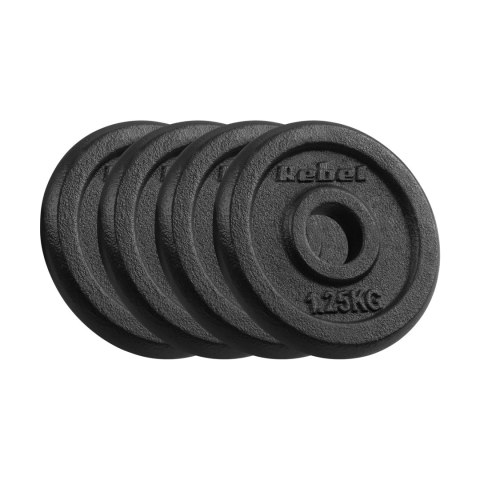 Obciążenie żeliwne zestaw 4x1.25kg, otwór 31mm, talerz klasyczny, REBEL ACTIVE Obciążenie żeliwne zestaw 4x1.25kg, otwór 31mm, talerz klasyczny, REBEL ACTIVE