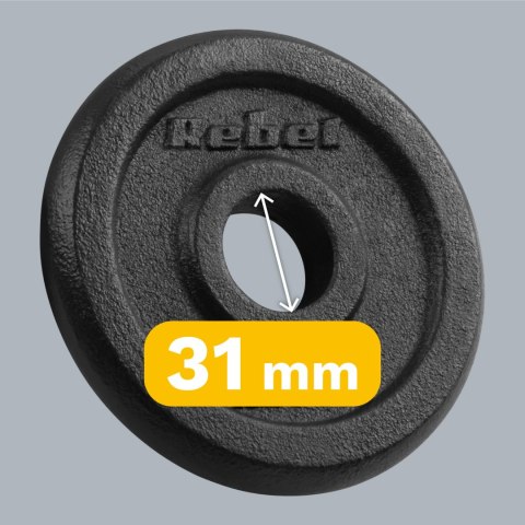 Obciążenie żeliwne zestaw 4x1.25kg, otwór 31mm, talerz klasyczny, REBEL ACTIVE Obciążenie żeliwne zestaw 4x1.25kg, otwór 31mm, talerz klasyczny, REBEL ACTIVE
