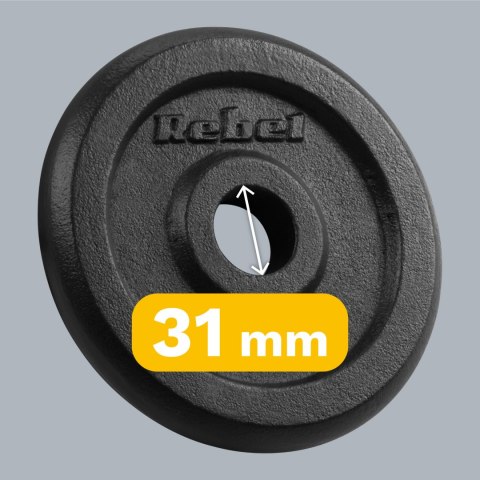 Obciążenie żeliwne zestaw 4x2.5kg, otwór 31mm, talerz klasyczny, REBEL ACTIVE Obciążenie żeliwne zestaw 4x2.5kg, otwór 31mm, talerz klasyczny, REBEL ACTIVE
