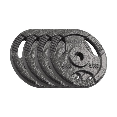 Obciążenie żeliwne zestaw 4x5kg, otwór 31mm, talerz z uchwytami, REBEL ACTIVE