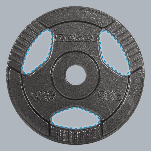 Obciążenie żeliwne zestaw 4x5kg, otwór 31mm, talerz z uchwytami, REBEL ACTIVE Obciążenie żeliwne zestaw 4x5kg, otwór 31mm, talerz z uchwytami, REBEL ACTIVE