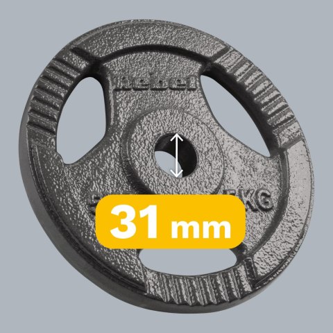 Obciążenie żeliwne zestaw 4x5kg, otwór 31mm, talerz z uchwytami, REBEL ACTIVE Obciążenie żeliwne zestaw 4x5kg, otwór 31mm, talerz z uchwytami, REBEL ACTIVE