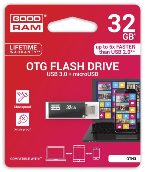 Pendrive Goodram USB 3.0 + microUSB 32GB OTG czarny Pendrive Goodram USB 3.0 + microUSB 32GB OTG czarny