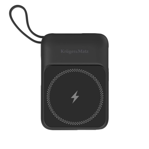 POWERBANK indukcyjny Kruger&Matz 10000 mAh Mag Safe z kablem czarny POWERBANK indukcyjny Kruger&Matz 10000 mAh Mag Safe z kablem czarny