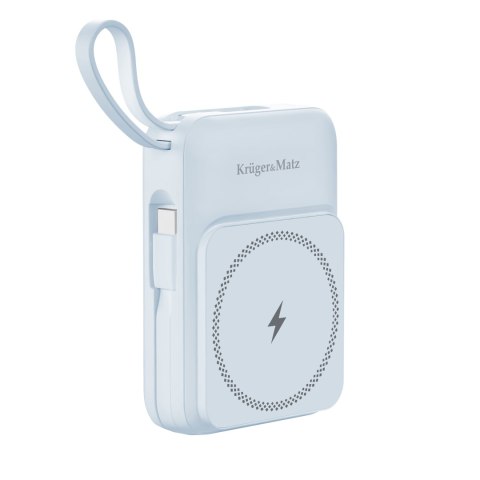 POWERBANK indukcyjny Kruger&Matz 10000 mAh Mag Safe z kablem niebieski POWERBANK indukcyjny Kruger&Matz 10000 mAh Mag Safe z kablem niebieski