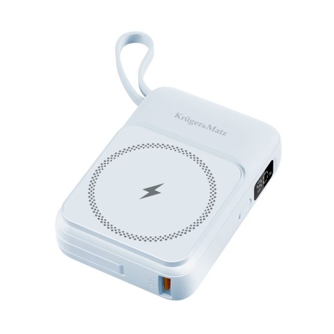 POWERBANK indukcyjny Kruger&Matz 10000 mAh Mag Safe z kablem niebieski POWERBANK indukcyjny Kruger&Matz 10000 mAh Mag Safe z kablem niebieski