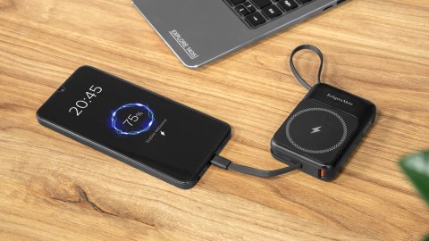POWERBANK indukcyjny Kruger&Matz 10000 mAh Mag Safe z kablem niebieski POWERBANK indukcyjny Kruger&Matz 10000 mAh Mag Safe z kablem niebieski