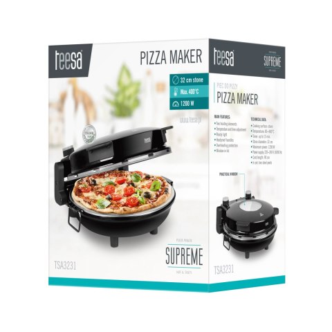 Piec do pizzy TEESA SUPREME, 1200 W, 32 cm , okienko , wyjmowany kamień Piec do pizzy TEESA SUPREME, 1200 W, 32 cm , okienko , wyjmowany kamień