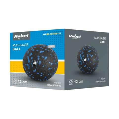 Piłka do masażu 12cm, kolor czarno-niebieski, materiał EPP, REBEL ACTIVE Piłka do masażu 12cm, kolor czarno-niebieski, materiał EPP, REBEL ACTIVE
