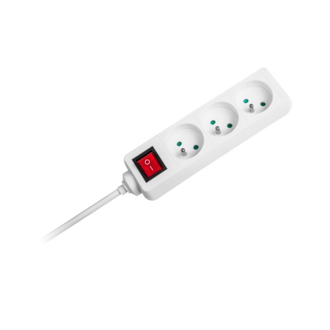 Przedłużacz biały Rebel 3 gniazda , kabel 3m (3x1,5mm) z przełącznikiem Przedłużacz biały Rebel 3 gniazda , kabel 3m (3x1,5mm) z przełącznikiem