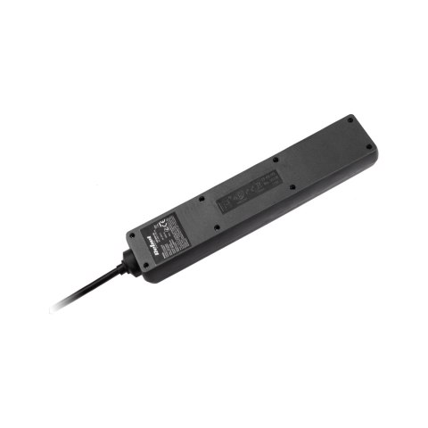Przedłużacz sieciowy Rebel czarny 5 gniazd z przełącznikiem, kabel 3m (1,5mm) Przedłużacz sieciowy Rebel czarny 5 gniazd z przełącznikiem, kabel 3m (1,5mm)