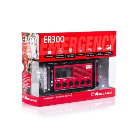 Radio alarmowe Midland ER300 z akumulatorem 2600mAh dynamo solar Radio alarmowe Midland ER300 z akumulatorem 2600mAh dynamo solar