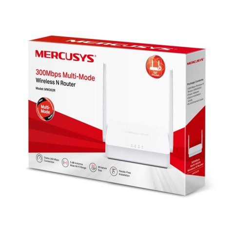ROUTER MW302R, bezprzewodowy, jednopasmowy, 300 Mb/s, 802.11n/g/b, 2xLAN, 1xWAN, 2 anteny/ MERCUSYS ROUTER MW302R, bezprzewodowy, jednopasmowy, 300 Mb/s, 802.11n/g/b, 2xLAN, 1xWAN, 2 anteny/ MERCUSYS
