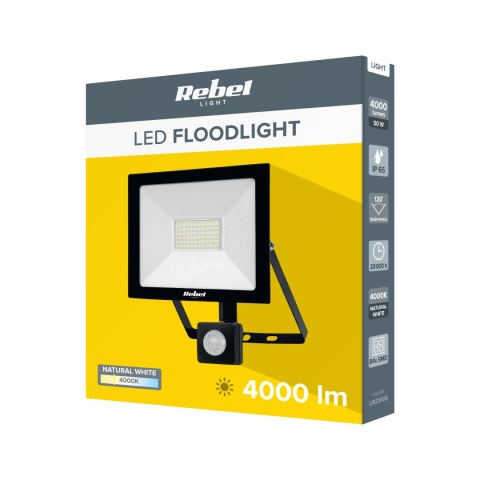 Reflektor Led Rebel 50W ( 84X 2835 SMD) 4000K z sensorem ruchu i zmierzchu, 230V Reflektor Led Rebel 50W ( 84X 2835 SMD) 4000K z sensorem ruchu i zmierzchu, 230V