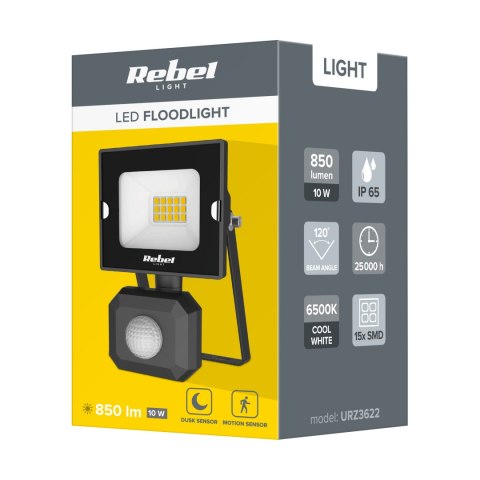 Reflektor led 10W Rebel z sensorem zmierzchu i ruchu, 6500K, 230V Reflektor led 10W Rebel z sensorem zmierzchu i ruchu, 6500K, 230V