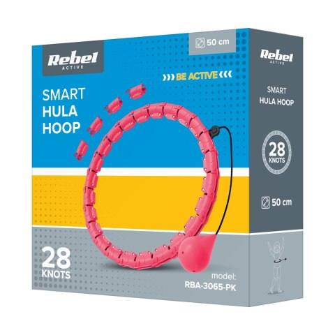 Smart Hula Hop odchudzające koło z wypustkami i obciążeniem 50cm, różowe, REBEL ACTIVE Smart Hula Hop odchudzające koło z wypustkami i obciążeniem 50cm, różowe, REBEL ACTIVE
