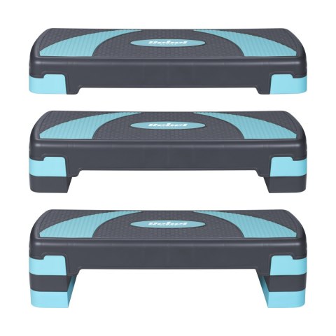 Step do aerobiku i ćwiczeń fitness, 3 stopnie, 78cm, szaro-niebieski, REBEL ACTIVE Step do aerobiku i ćwiczeń fitness, 3 stopnie, 78cm, szaro-niebieski, REBEL ACTIVE