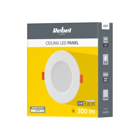 Sufitowy panel LED Rebel 5W, 110mm, 3000K, 230V Sufitowy panel LED Rebel 5W, 110mm, 3000K, 230V