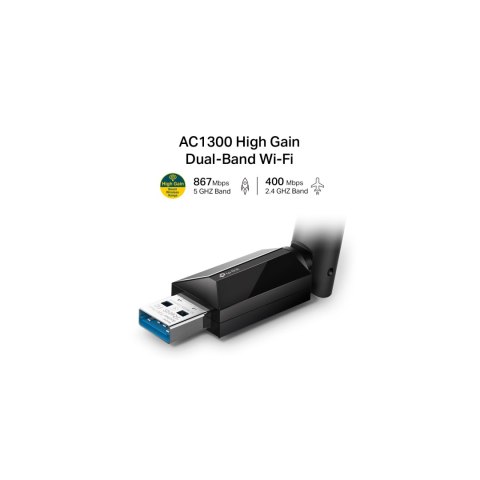 TP-LINK Dwupasmowa, bezprzewodowa karta sieciowa USB AC1300 TL-ARCHER T3U PLUS TP-LINK Dwupasmowa, bezprzewodowa karta sieciowa USB AC1300 TL-ARCHER T3U PLUS
