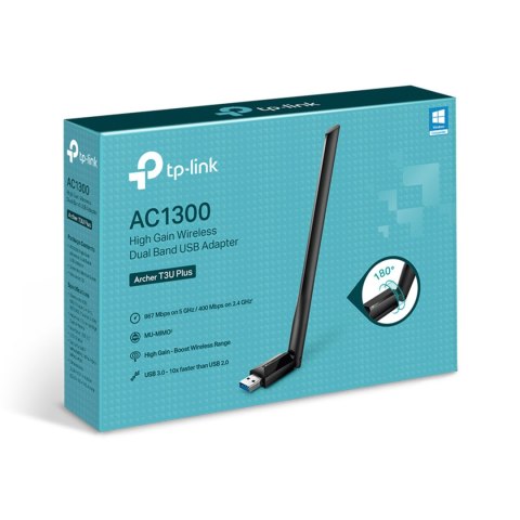 TP-LINK Dwupasmowa, bezprzewodowa karta sieciowa USB AC1300 TL-ARCHER T3U PLUS TP-LINK Dwupasmowa, bezprzewodowa karta sieciowa USB AC1300 TL-ARCHER T3U PLUS