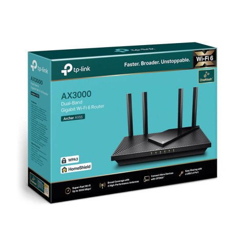 TP-LINK Dwupasmowy, gigabitowy router WiFi 6 AX3000 TL-ARCHER AX55 TP-LINK Dwupasmowy, gigabitowy router WiFi 6 AX3000 TL-ARCHER AX55
