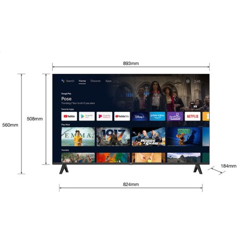 Telewizor TCL 40" FHD AndroidTV DVB-T2/C/S2 H.265 HEVC Bezramkowy Telewizor TCL 40" FHD AndroidTV DVB-T2/C/S2 H.265 HEVC Bezramkowy