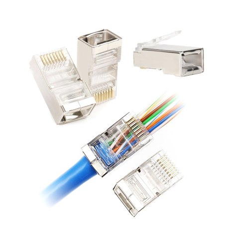 Wtyk telefon. RJ45 8P 8C(drut)przelotowy CAT.6E ekranowany Wtyk telefon. RJ45 8P 8C(drut)przelotowy CAT.6E ekranowany